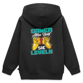 Gamer Altern Nicht Sie Leveln Retro Gamer Zocken - Kinder Premium Organic Zip Hoodie - Schwarz - Hinten - AI Model Kid Male (0cm)