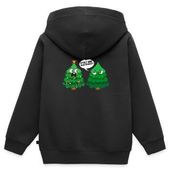 Tannenbaum Stolz und Selbstbewusst Weihnachten - Kinder Premium Organic Zip Hoodie - Schwarz - Hinten - AI Model Kid Male (0cm)