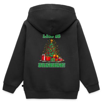Weihnachtsbaum Lass Es Brennen! Weihnachten - Kinder Premium Organic Zip Hoodie - Schwarz - Hinten - AI Model Kid Male (0cm)