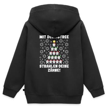 Weihnachtsbaum Mit Dentistree Strahlen deine Zähne - Kinder Premium Organic Zip Hoodie - Schwarz - Hinten - AI Model Kid Male (0cm)
