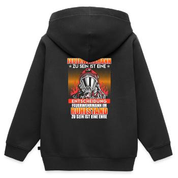 Feuerwehrmann zu sein ist eine Entscheidung Rente - Kinder Premium Organic Zip Hoodie - Schwarz - Hinten - AI Model Kid Male (0cm)
