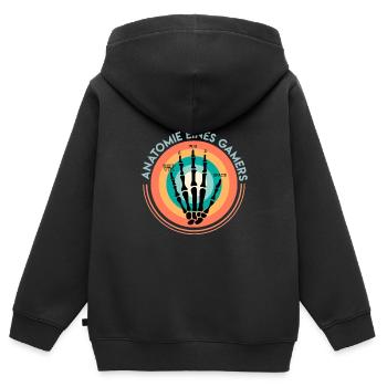Anatomie eines Gamers Zocken Gaming Fan - Kinder Premium Organic Zip Hoodie - Schwarz - Hinten - AI Model Kid Male (0cm)