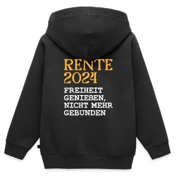 Rente 2024 Freiheit Genießen, nicht mehr Gebunden - Kinder Premium Organic Zip Hoodie - Schwarz - Hinten - AI Model Kid Male (0cm)