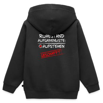 Ruhestand Aufgabenliste Aufstehen Geschafft - Kinder Premium Organic Zip Hoodie - Schwarz - Hinten - AI Model Kid Male (0cm)