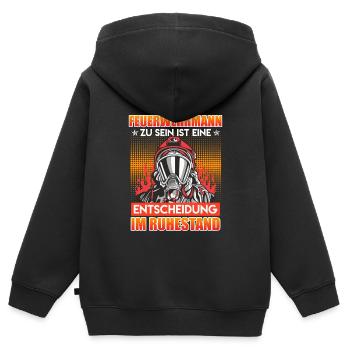 Feuerwehrmann zu sein ist eine Entscheidung Rente - Kinder Premium Organic Zip Hoodie - Schwarz - Hinten - AI Model Kid Male (0cm)