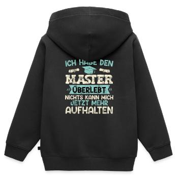 Master Party Habe den Master Überlebt Masterarbeit - Kinder Premium Organic Zip Hoodie - Schwarz - Hinten - AI Model Kid Male (0cm)