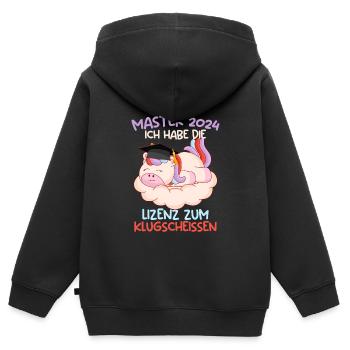 Master 2024 Habe die Lizenz zum Klugscheißen - Kinder Premium Organic Zip Hoodie - Schwarz - Hinten - AI Model Kid Male (0cm)