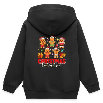 Biscuits de Noël Équipage de biscuits de Noël - Sweat Premium à capuche zippé enfant bio - noir - Dos - AI Model Kid Male (0cm)