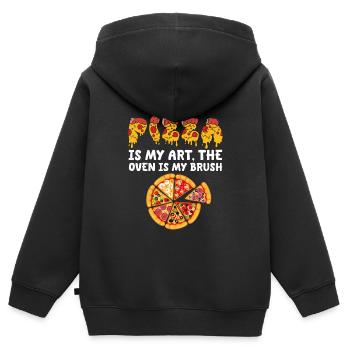 Pizza ist meine Kunst der Ofen ist mein Pinsel - Kinder Premium Organic Zip Hoodie - Schwarz - Hinten - AI Model Kid Male (0cm)