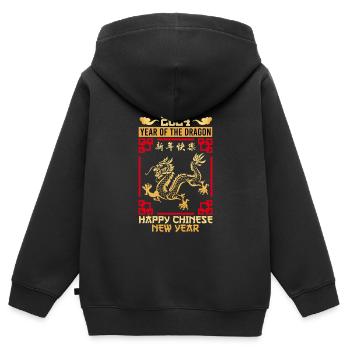 Year of the Dragon Happy Chinese New Year - Kinder Premium Organic Zip Hoodie - Schwarz - Hinten - AI Model Kid Male (0cm)