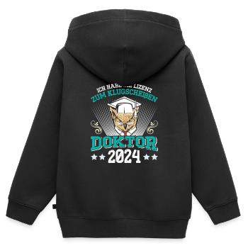 Doktor 2024 Habe die Lizenz zum Klugscheißen - Kinder Premium Organic Zip Hoodie - Schwarz - Hinten - AI Model Kid Male (0cm)
