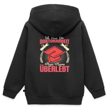 Doktortitel Habe die Doktorarbeit meines Mannes - Kinder Premium Organic Zip Hoodie - Schwarz - Hinten - AI Model Kid Male (0cm)