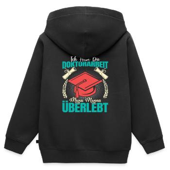 Doktortitel Habe die Doktorarbeit meines Mannes - Kinder Premium Organic Zip Hoodie - Schwarz - Hinten - AI Model Kid Male (0cm)