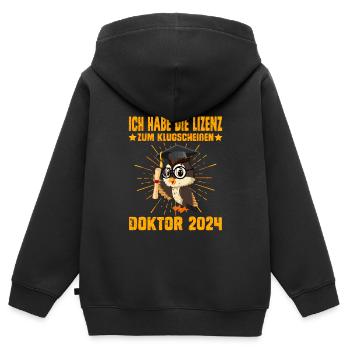 Doktor 2024 Die Lizenz zum Klugscheißen - Kinder Premium Organic Zip Hoodie - Schwarz - Hinten - AI Model Kid Male (0cm)