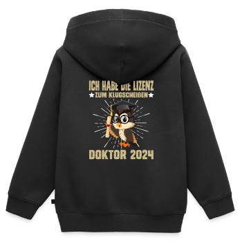 Doktor 2024 Die Lizenz zum Klugscheißen - Kinder Premium Organic Zip Hoodie - Schwarz - Hinten - AI Model Kid Male (0cm)