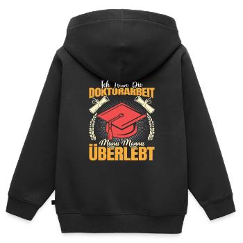 Doktortitel Habe die Doktorarbeit meines Mannes - Kinder Premium Organic Zip Hoodie - Schwarz - Hinten - AI Model Kid Male (0cm)