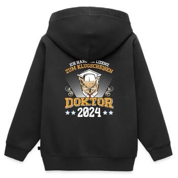 Doktor 2024 Habe die Lizenz zum Klugscheißen - Kinder Premium Organic Zip Hoodie - Schwarz - Hinten - AI Model Kid Male (0cm)