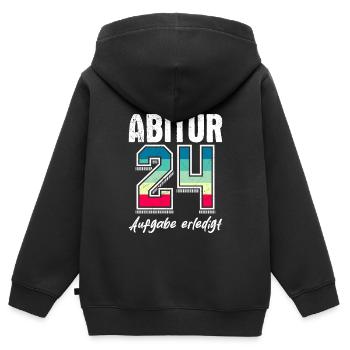 Abi 24 Aufgabe erledigt Abiturienten 2024 - Kinder Premium Organic Zip Hoodie - Schwarz - Hinten - AI Model Kid Male (0cm)