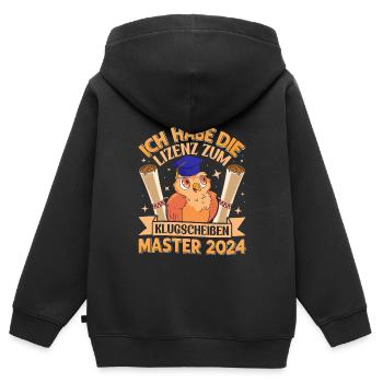 Master 2024 Ich habe die Lizenz zum Klugscheißen - Kinder Premium Organic Zip Hoodie - Schwarz - Hinten - AI Model Kid Male (0cm)