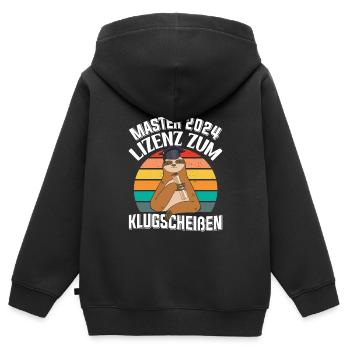 Master 2024 Licence à Clever Sloth - Sweat Premium à capuche zippé enfant bio - noir - Dos - AI Model Kid Male (0cm)