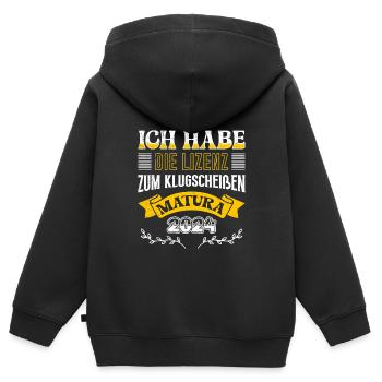 Maturanten Habe die Lizenz zum Klugscheißen - Kinder Premium Organic Zip Hoodie - Schwarz - Hinten - AI Model Kid Male (0cm)