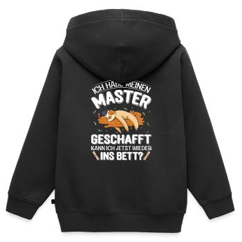 Mémoire de maîtrise Avoir terminé mon Master - Sweat Premium à capuche zippé enfant bio - noir - Dos - AI Model Kid Male (0cm)