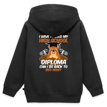 Abiturient Avoir Passé Mon Bac - Sweat Premium à capuche zippé enfant bio - noir - Dos - AI Model Kid Male (0cm)