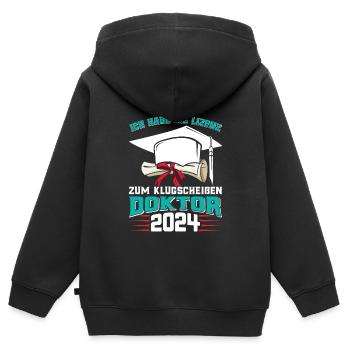 Docteur 2024 Avoir la licence de smartass - Sweat Premium à capuche zippé enfant bio - noir - Dos - AI Model Kid Male (0cm)