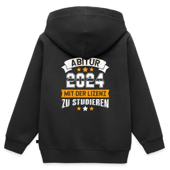 Abitur 2024 Abi Avec le permis d’étudier - Sweat Premium à capuche zippé enfant bio - noir - Dos - AI Model Kid Male (0cm)