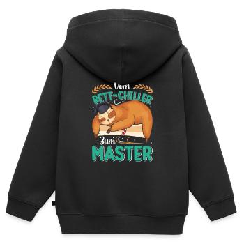 Diplôme de maîtrise Du refroidisseur de lit au master - Sweat Premium à capuche zippé enfant bio - noir - Dos - AI Model Kid Male (0cm)
