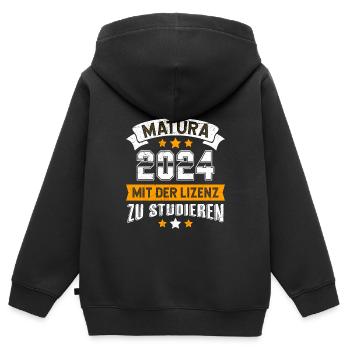 Matura 2024 Mit der Lizenz zum Studieren - Kinder Premium Organic Zip Hoodie - Schwarz - Hinten - AI Model Kid Male (0cm)