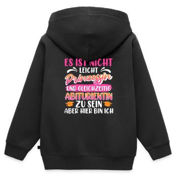 Abitur Not Easy PRINCESS et diplômé de l’ÉCOLE SECONDAIRE - Sweat Premium à capuche zippé enfant bio - noir - Dos - AI Model Kid Male (0cm)