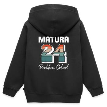 Matura 2024 PROBLÈME RÉSOLU Certificat de fin d’études - Sweat Premium à capuche zippé enfant bio - noir - Dos - AI Model Kid Male (0cm)