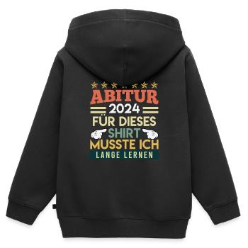 Remise des diplômes du lycée 2024 J’ai dû étudier pour cette chemise - Sweat Premium à capuche zippé enfant bio - noir - Dos - AI Model Kid Male (0cm)