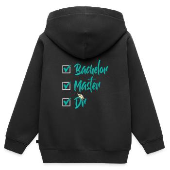 Baccalauréat Maître Dr. Doctorat Réussi - Sweat Premium à capuche zippé enfant bio - noir - Dos - AI Model Kid Male (0cm)