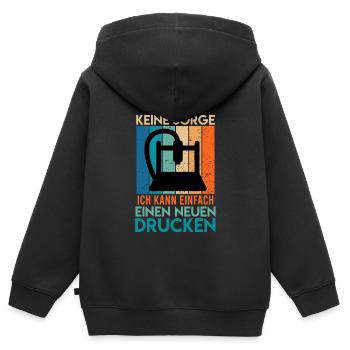 3D Drucker Keine Sorge Kann einen Neuen Drucken - Kinder Premium Organic Zip Hoodie - Schwarz - Hinten - AI Model Kid Male (0cm)
