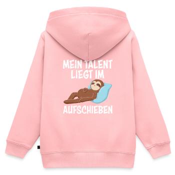 Collègues paresseux, mon talent réside dans la procrastination - Sweat Premium à capuche zippé enfant bio - rose - Dos - AI Model Kid Female (0cm)