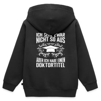 Dissertation Habe einen Doktortitel Bestanden - Kinder Premium Organic Zip Hoodie - Schwarz - Hinten - AI Model Kid Male (0cm)