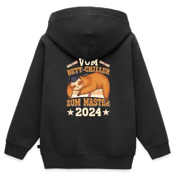 Diplôme de maîtrise Du refroidisseur de lit au master - Sweat Premium à capuche zippé enfant bio - noir - Dos - AI Model Kid Male (0cm)