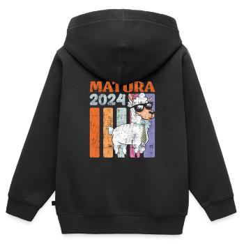Matura 2024 high school graduate Lama high school graduates - Kids Premium Organic Zip-up Hoodie - black - Back - AI Model Kid Male (0cm)