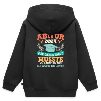 Remise des diplômes du lycée 2024 J’ai dû étudier pour cette chemise - Sweat Premium à capuche zippé enfant bio - noir - Dos - AI Model Kid Male (0cm)