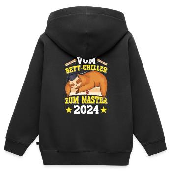 Diplôme de maîtrise Du refroidisseur de lit au master - Sweat Premium à capuche zippé enfant bio - noir - Dos - AI Model Kid Male (0cm)