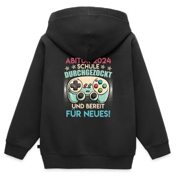 Abitur 2024 Abi School Gambled High School Graduate - Kids Premium Organic Zip-up Hoodie - black - Back - AI Model Kid Male (0cm)