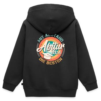 Abitur 2024 : de loin les MEILLEURS bacheliers - Sweat Premium à capuche zippé enfant bio - noir - Dos - AI Model Kid Male (0cm)