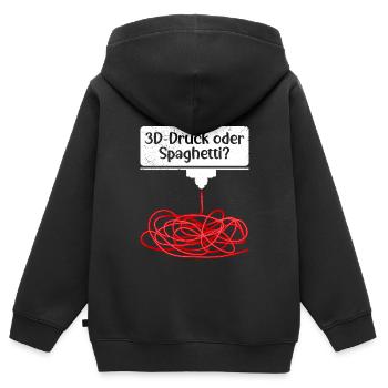 3D-Druck oder Spaghetti 3D Drucken Fail - Kinder Premium Organic Zip Hoodie - Schwarz - Hinten - AI Model Kid Male (0cm)