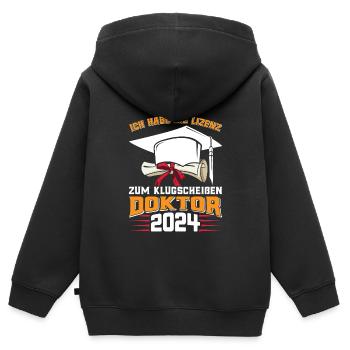 Doktor 2024 Habe die Lizenz zum Klugscheißen - Kinder Premium Organic Zip Hoodie - Schwarz - Hinten - AI Model Kid Male (0cm)