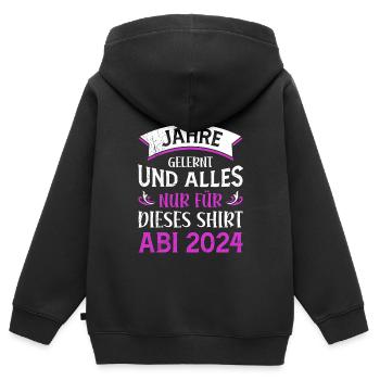 Années de fin d’études secondaires apprises juste pour cette chemise - Sweat Premium à capuche zippé enfant bio - noir - Dos - AI Model Kid Male (0cm)