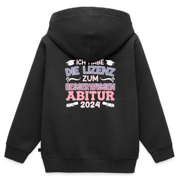 Licence d’études secondaires pour baiser intelligemment l’obtention du diplôme d’études secondaires - Sweat Premium à capuche zippé enfant bio - noir - Dos - AI Model Kid Male (0cm)