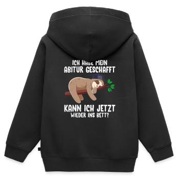 Lustig Abiturient Habe mein Abi Geschafft - Kinder Premium Organic Zip Hoodie - Schwarz - Hinten - AI Model Kid Male (0cm)