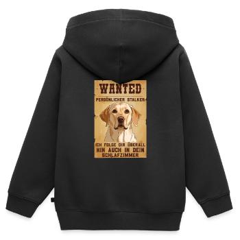 Labrador Besitzer WANTED Labrador Lustiges - Kinder Premium Organic Zip Hoodie - Schwarz - Hinten - AI Model Kid Male (0cm)